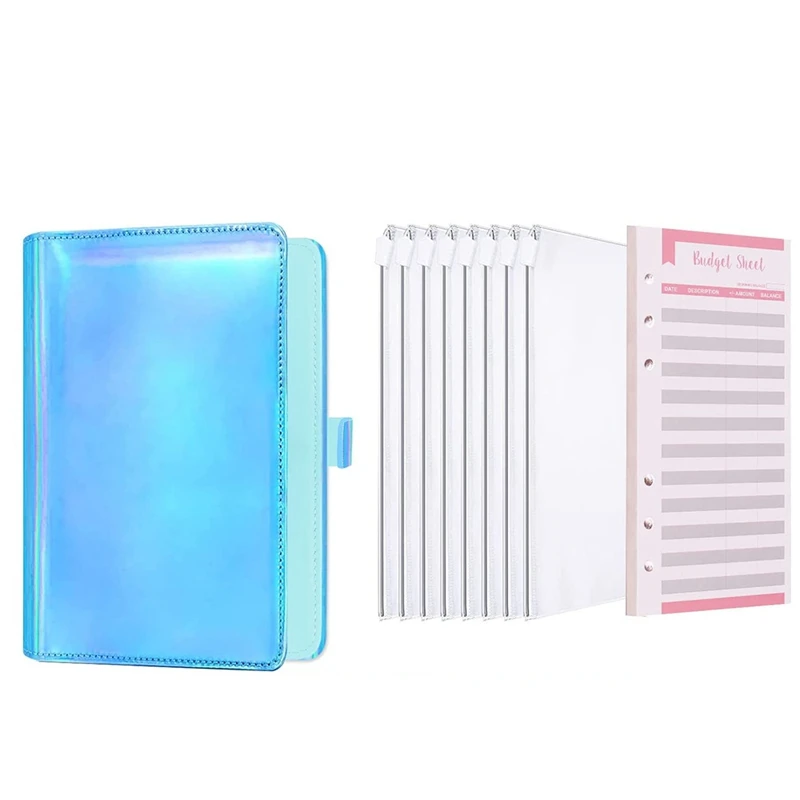 

Budget Binder Cash Envelopes A6 6-Ring PU Leather Binder Zipper Pockets For Money Organizer Budgeting Planners