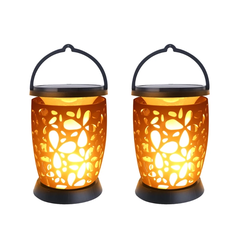 

96 LED Beads Solar Lanterns Outdoor Hanging Dancing Flame Outdoor Torch Lighting T5EF