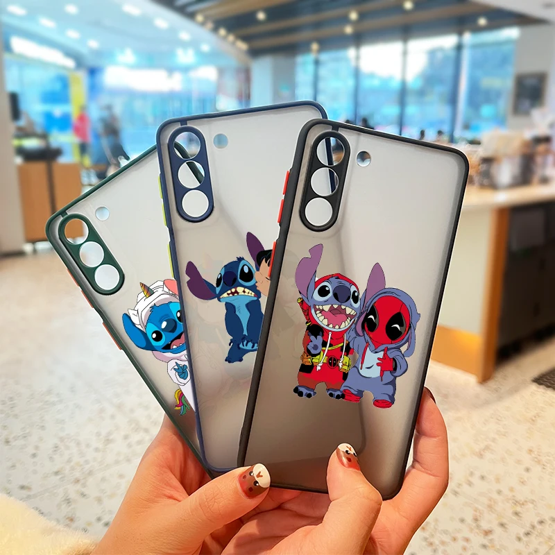 

Disney Stitch For Samsung S21 20 10 8 9 M62 51 31 30S 20 FE Lite Plus (5G) Frosted Translucent Funda Capa Phone Case