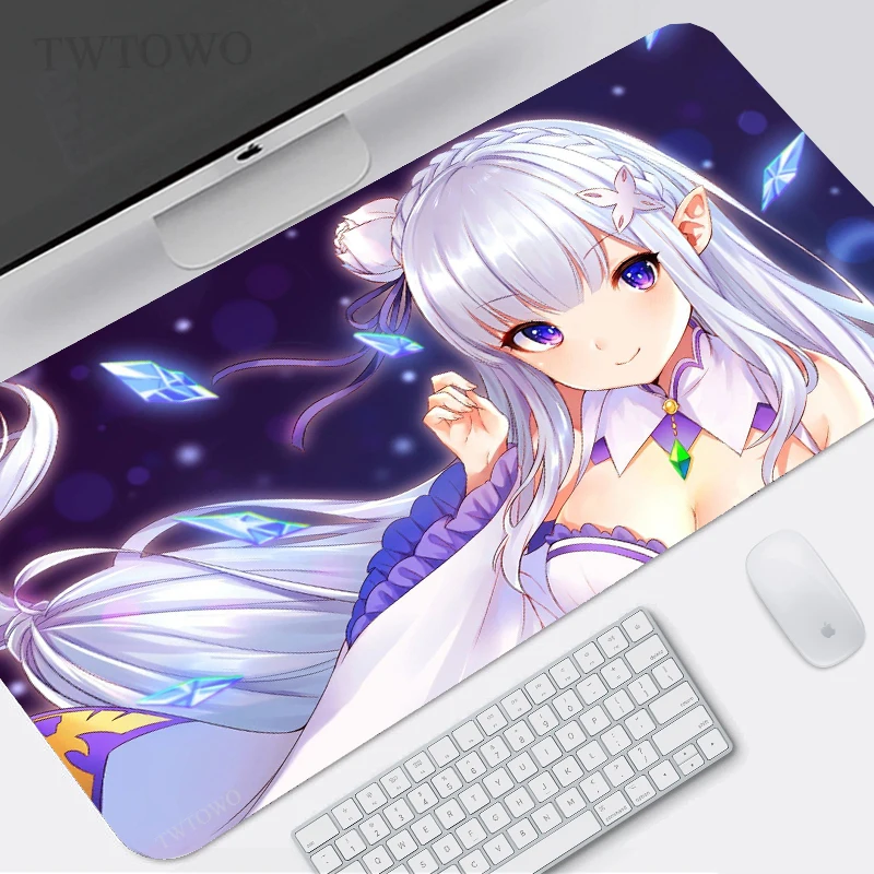 

Геймерский коврик для мыши Rem Re Zero, домашний коврик для мыши XL HD, XXL, коврики для мыши из натурального каучука, офисный Противоскользящий мягк...