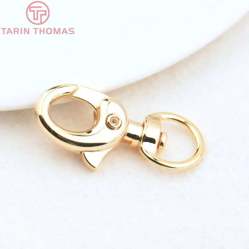 (2993) 10 шт. 31x13 мм 24-каратного золотого цвета застежка для ключей из цинкового