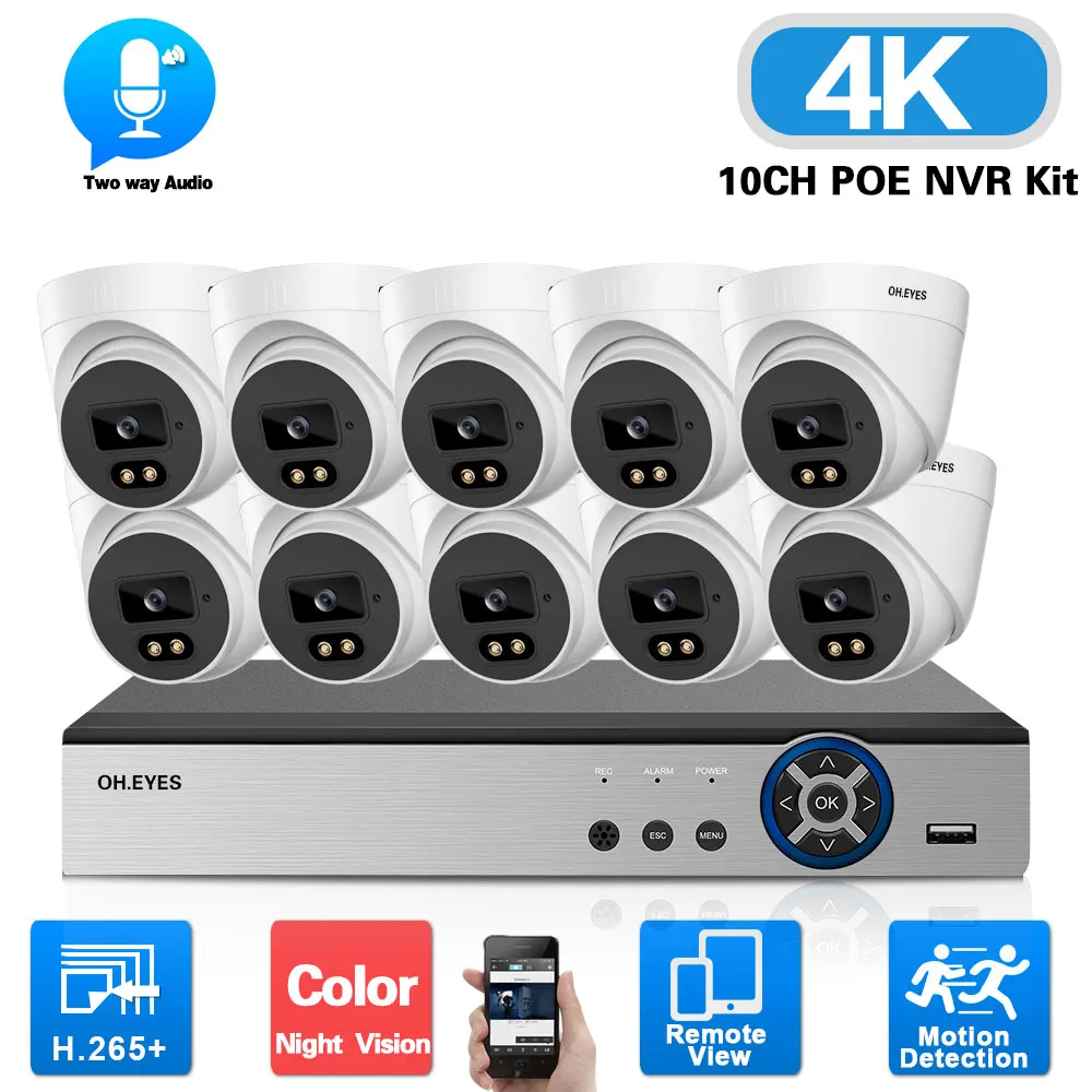 

CCTV Security Camera System 8MP 4K 8CH POE NVR Kit Indoor Home Color Night Vision IP Dome Camera Video Surveillance Set 10CH 4CH