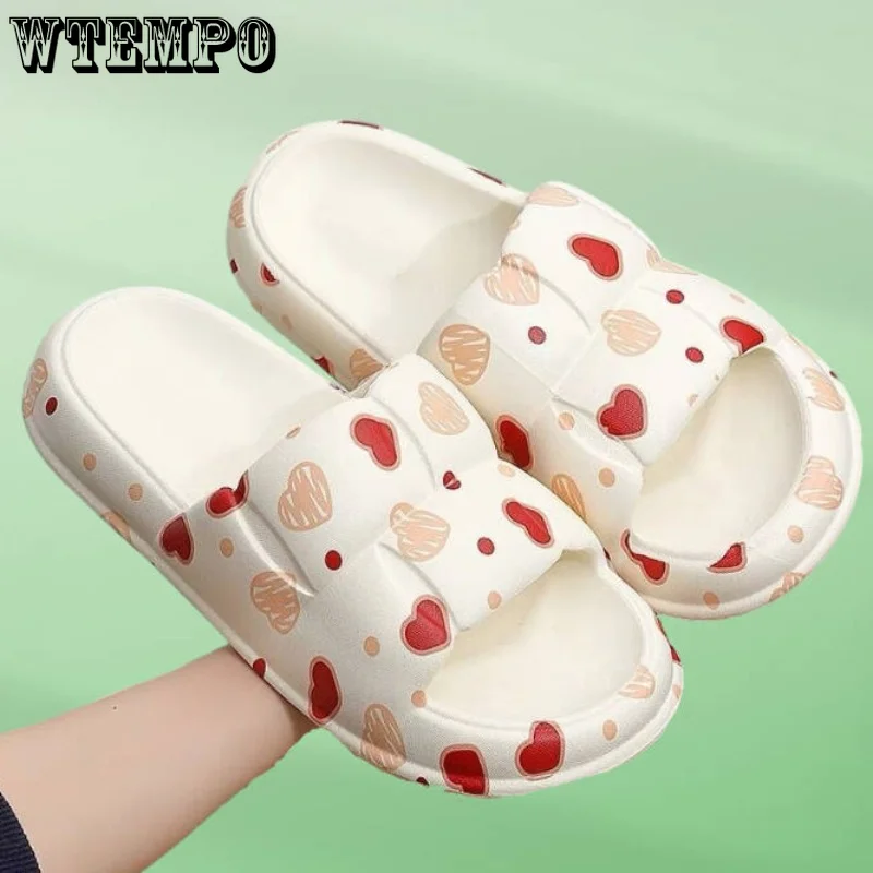 WTEMPO Women Slippers Summer Slide Cartoon Shoes Outdoor Ladies Soft Thick Soled Non-slip Pool Indoor Home Slippers Dropshipping