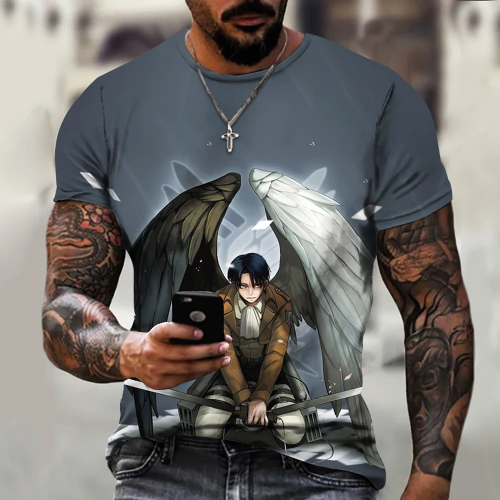 

Футболка с коротким рукавом, круглым вырезом и 3D-принтом «атака на Титанов»