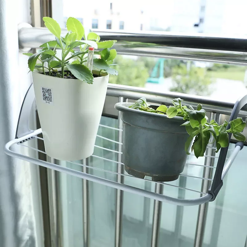

Folding Iron Crafts Bathroom Storage Rack Flower Pot Holder Hanging Window Clothes Hanger Bedroom Balcony Shoes Hanger Organizer