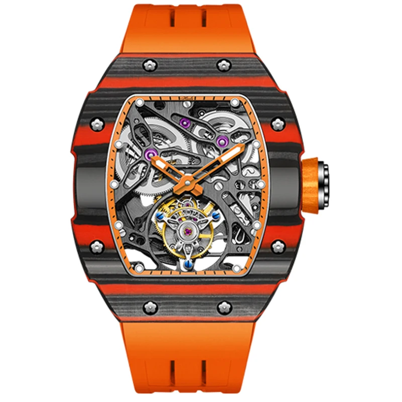 HAOFA Автоматические tourbillon часы мужские спортивные сапфировые водонепроницаемые