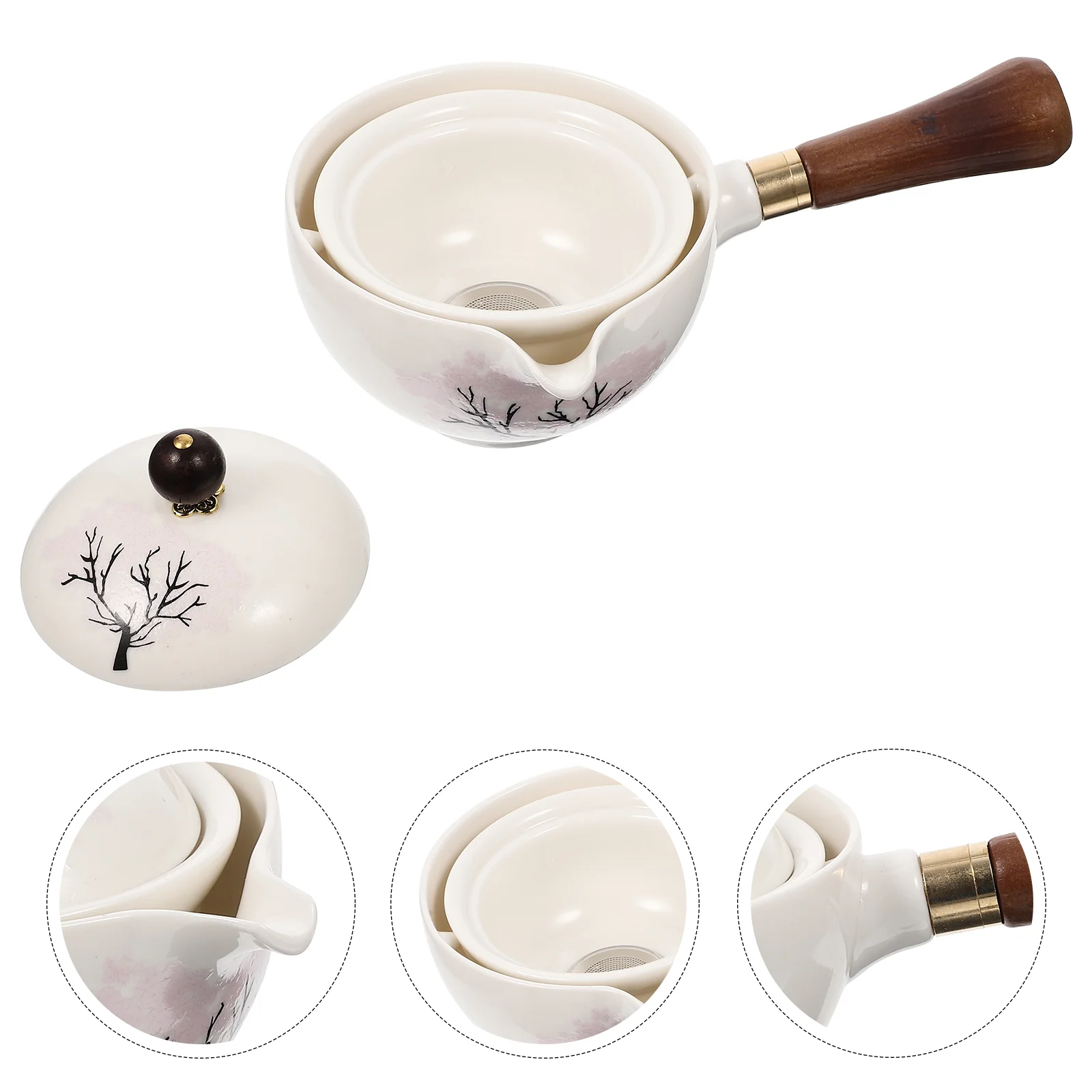 

Teapot Tea Chinese Ceramic Kettle Porcelain Kung Pot Maker Heat Resistant Rotation Household Fu Loose Pottery Steeper Rotary