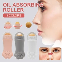 4 colors portable volcanic stone women makeup tool oil control detachable reusable facial roller oil suction balls