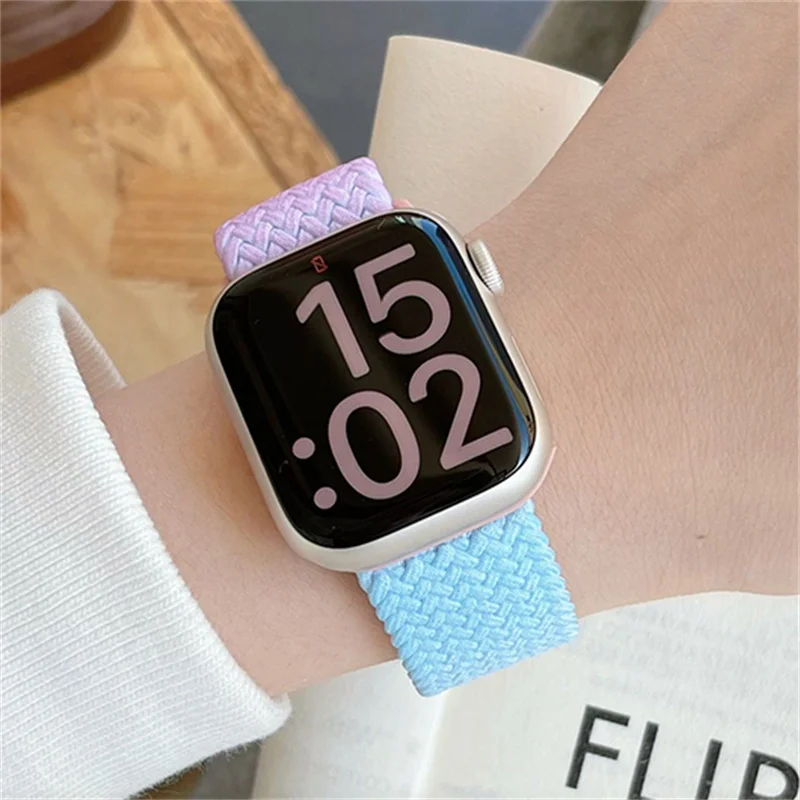 New For Apple Watch Band Ultra 49mm 44mm 40mm 45mm 41mm 42mm 38 Rainbow Knitting Strap For iWatch Series 8 7 6 5 SE 4 3 Bracelet