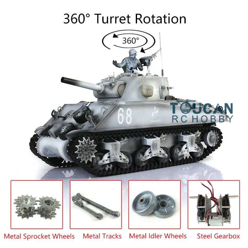 

Henglong 1/16 Snow 7.0 Upgraded Ver M4A3 Sherman RTR RC Tank 3898 W/ 360° Turret Battle Simulation Metal Tracks TH17695-SMT7