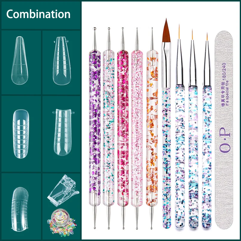 Набор для дизайна ногтей форма наращивания с пилкой гелевые зажимы кисти геля