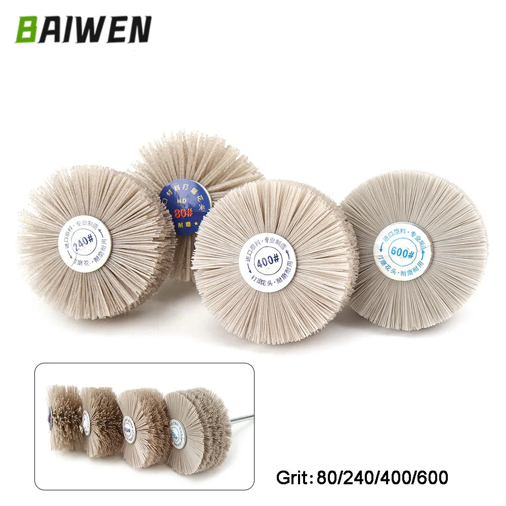 Абразивная нейлоновая колесная кисть, щетка браширования дерева, шлифовальная машина для работ по дереву, хвостовик 240 дюйма, 4 шт., 80x30x6 мм, 80 #400 #600 #1/4 # для мебели по дереву Абразивная нейлоновая колесная кисть, щетка браширования дерева, шлифовальная машина для работ по дереву, хвостовик 240 дюйма, 4 шт., 80x30x6 мм, 80 #400 #600 #1/4 # для мебели по дереву