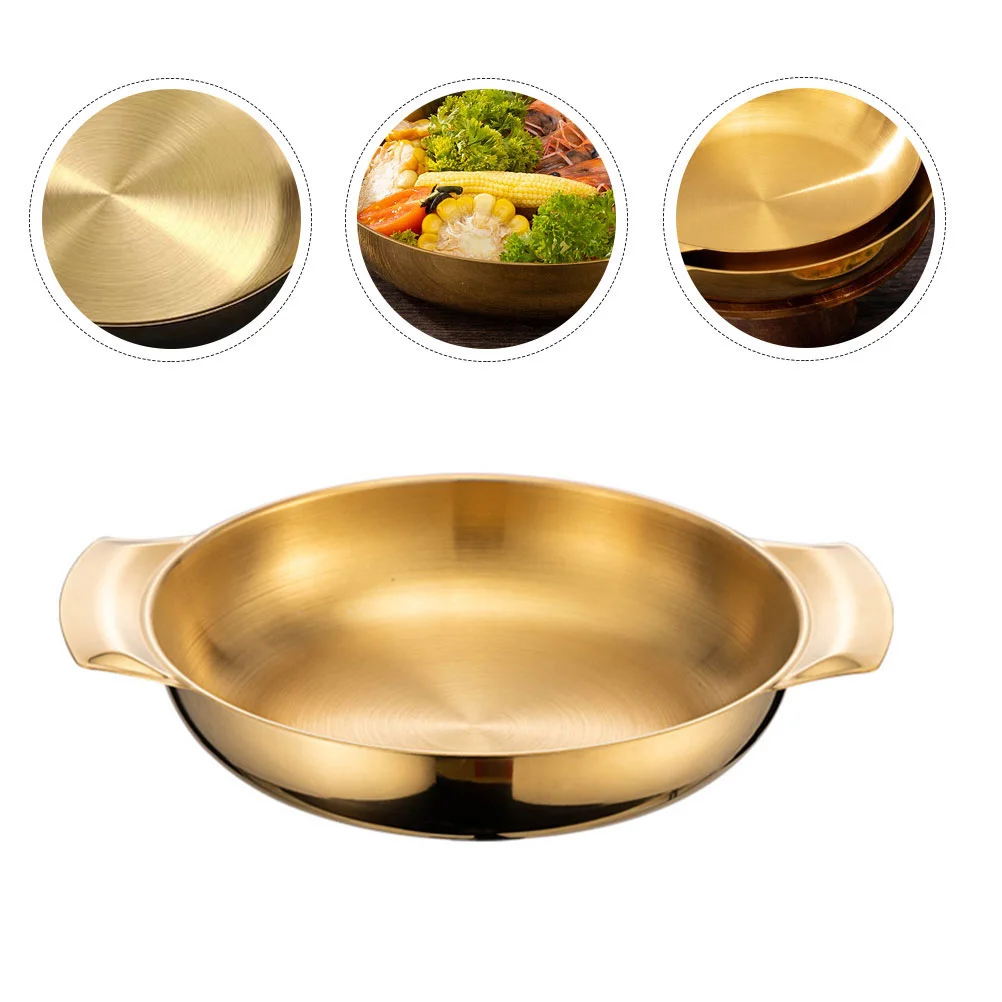 

Amphora Stainless Steel Pot Korean Soup Double Handle Cooking Saucepan Daily Use Paella Stock Wok Special