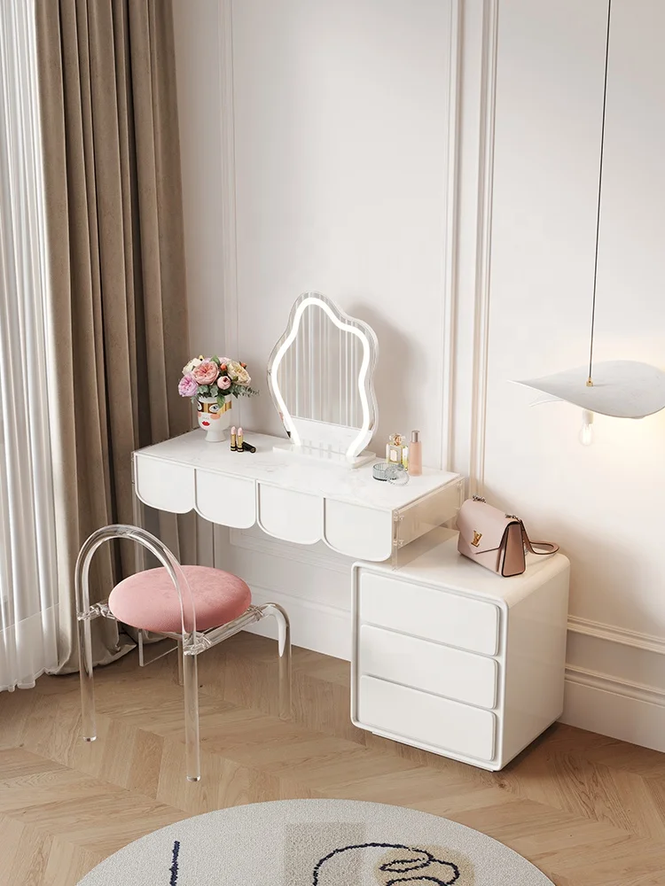 Современный зеркальный столик с подсветкой для спальни деревянный туалетный