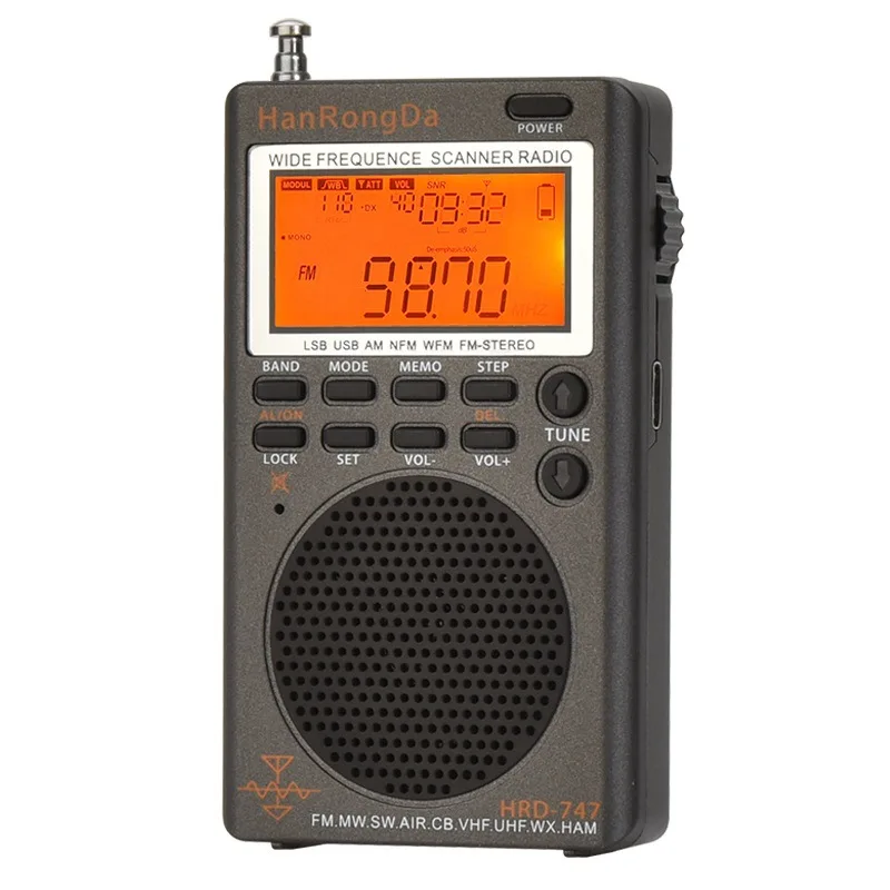 Портативный Полнодиапазонный Fm-радиоприемник FM/MW/SW/AIR/CB радиоприемник VHF/UHF |