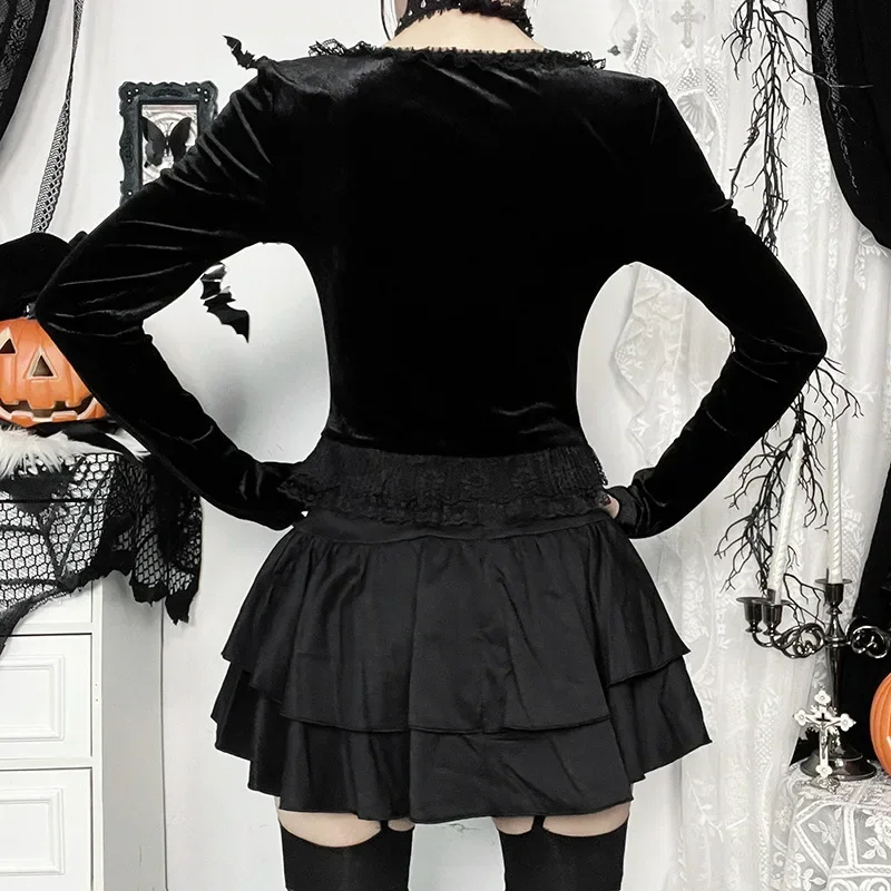 Новинка 2025 года винтажные темно-осенние бархатные мягкие укороченные топы с