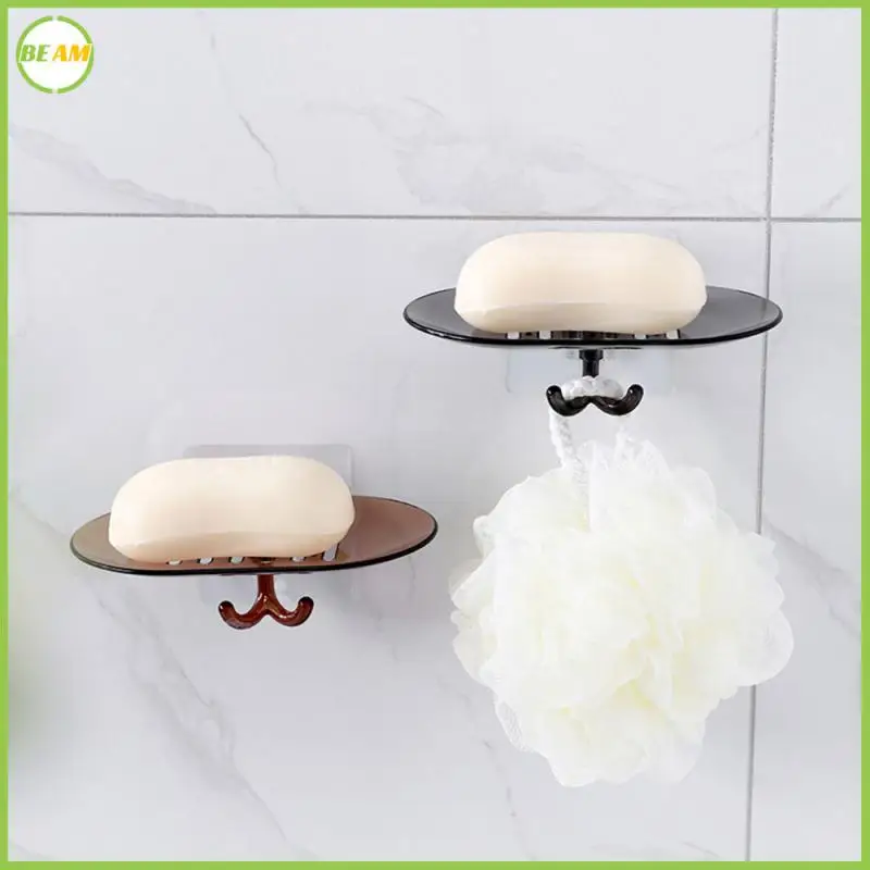 

2 In 1 Hanging Soap Drain Case With Hook Shower Soap Holder Container Wall Paste Soap Dishes Tray Bath Soap Storage Rack Box