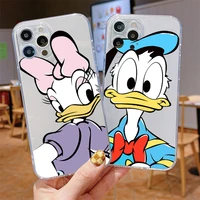 cartoon donald duck mickey minnie phone case for iphone 13 12 11 6 6s 7 8 plus x xr 11pro xs max transparent soft tpu carcasa