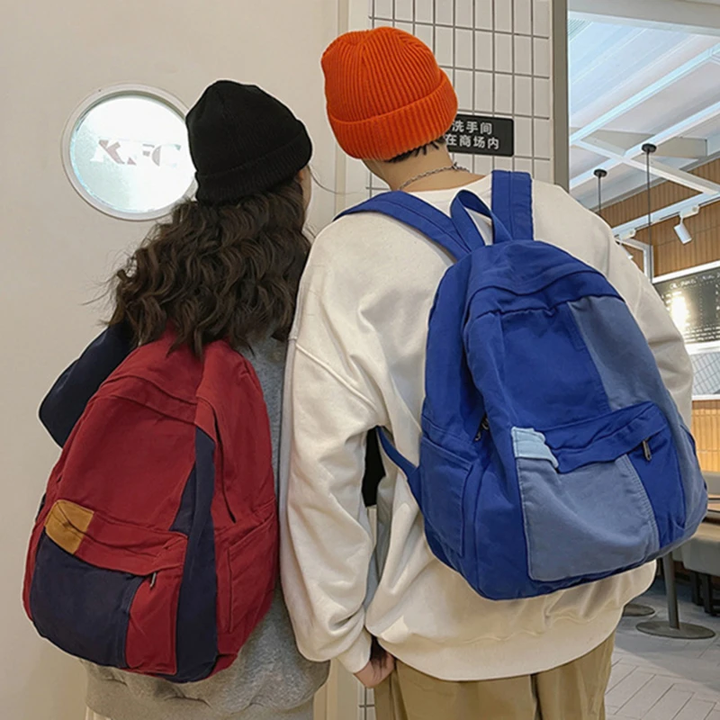 

Модная школьная сумка, Повседневная Холщовая Сумка через плечо, простой рюкзак в стиле Харадзюку для учеников Старшей школы и колледжа
