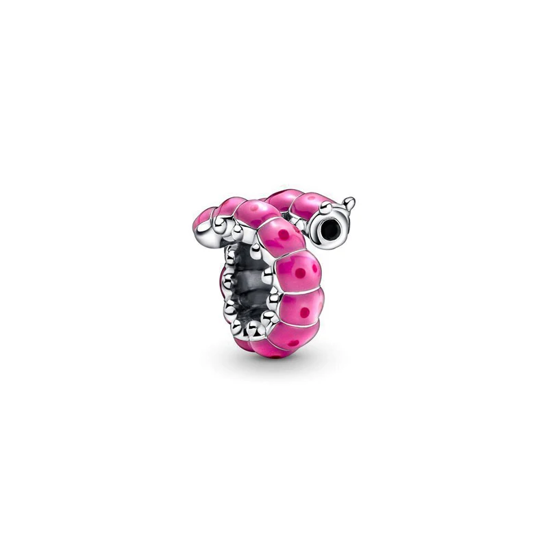 

Authentic 925 Sterling Silver Cute Curled Caterpillar Charm Beads Insect Charms Fit Original Bracelet Necklace Jewelry Berloque