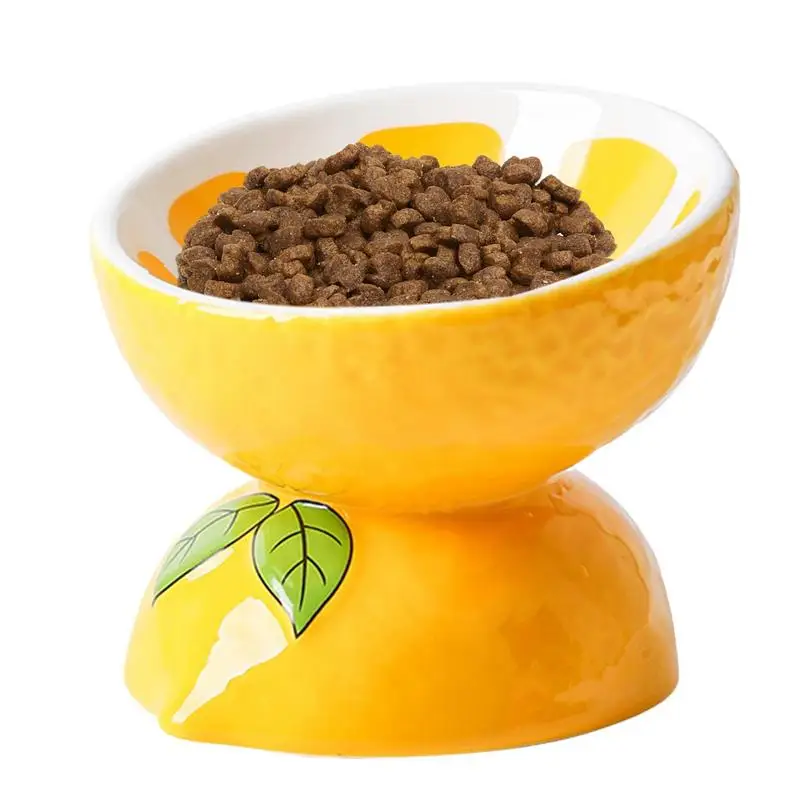 

Ceramic Raised Cat Bowl Single Cat Pet Bowl Fruit Design Elevated Cat Food Bowl Pet Supplies Stress Free Backflow Prevention