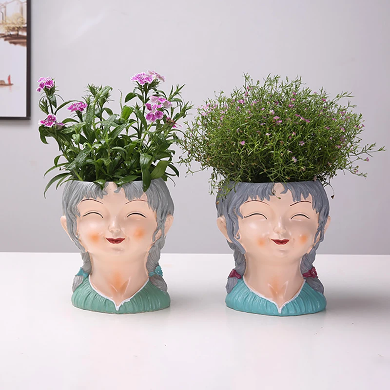 

Мультяшные искусственные растения, креативный ленивый цветочный горшок для домашнего хранения, украшение из смолы