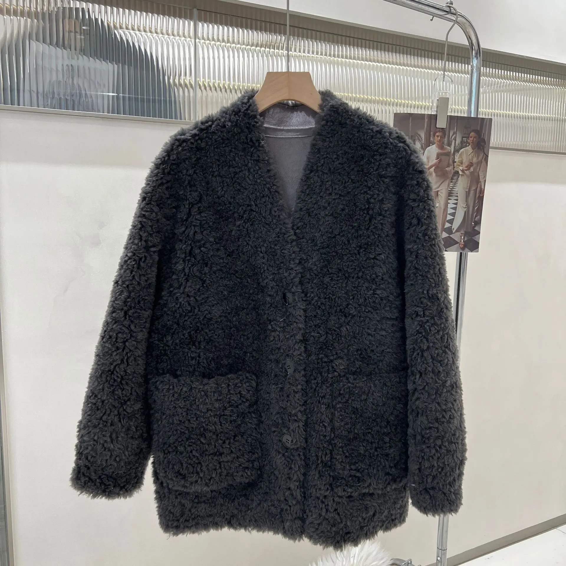 Haining Australia женская шуба из 100% натурального меха ягненка утолщенная овечьего