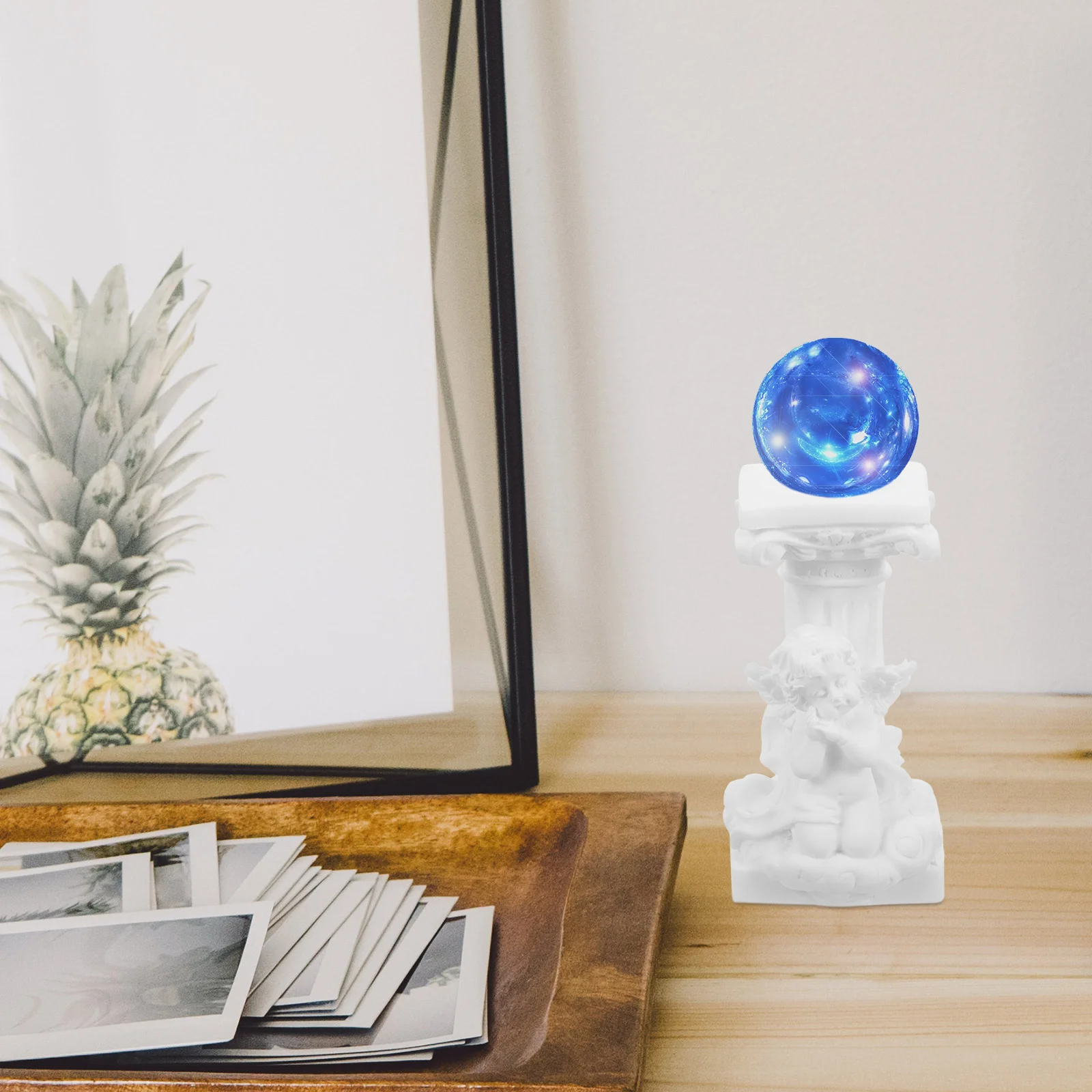 

Crafts Crystal Ball Base Decorative Holder Decorate Resin Display Sphere Sand Stand White Office