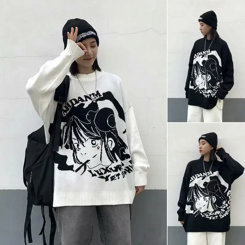 

Women's Knitted Sweater Dark Personality Autumn and Winter Pullover Long Sleeve Easy-to-fit Men's and Women's Couple Sweaters