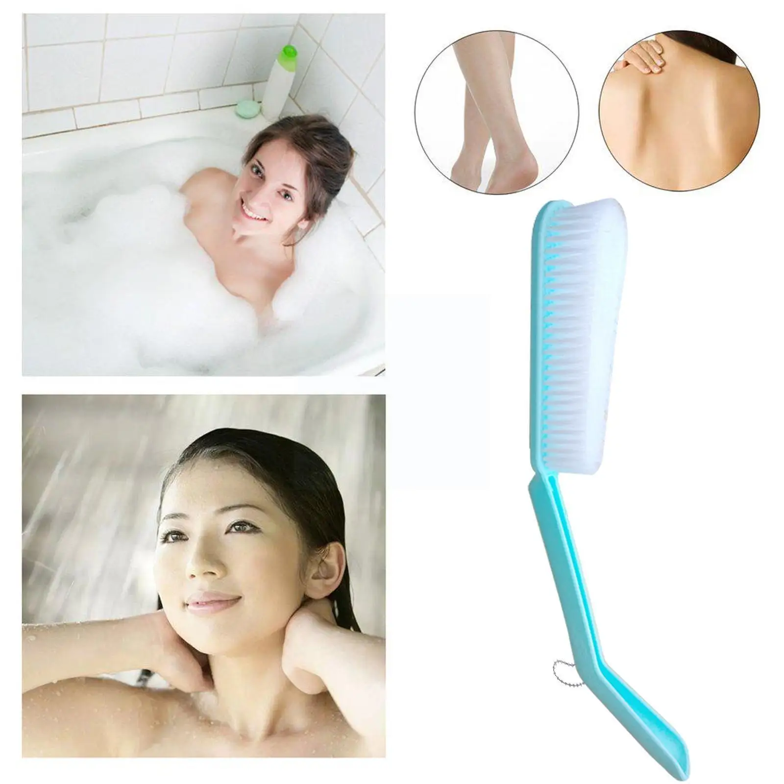 

1PCS Long handle bath massage soft hair exfoliating cleaning brush back bath rubbing body brush B2W8