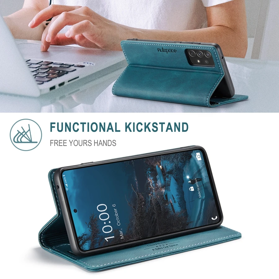 Кожаный чехол-бумажник с защитой от кражи для Samsung Galaxy A12 A13 A23 A33 A51 A52 A53 A71 A72 A73 S22 Ultra