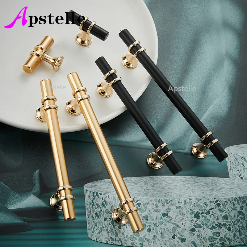 

Black Gold Solid Cupboard Drawer Hardware Kitchen Cabinet Pull T Bar Furniture Dresser Handle Zinc Alloy Jewelry box Knob