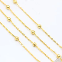 14k real gold plated copper and beads chain for jewelry making diy necklace bracelets chain spool jewelry making supplies