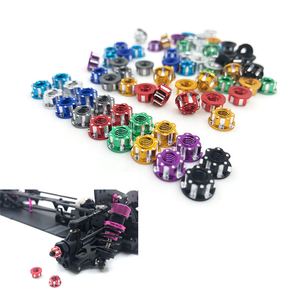 4 шт., автомобильные металлические гайки 4 мм M4 для TRX4 TRX6 SCX10 90046 SLASH HPI Redcat MST SAKURA D3 D4 HSP TAMIYA