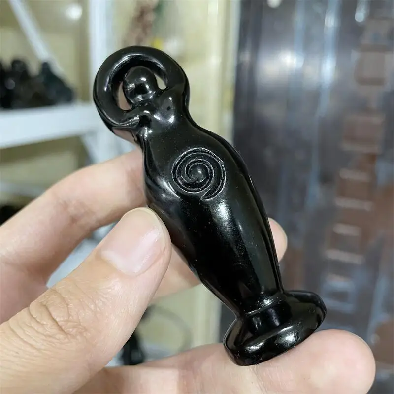 

Natural Obsidian Vase Goddess Statue Stone Hand Carved Gemstone Reiki Unique Love Gift Or Used For Home Decoration