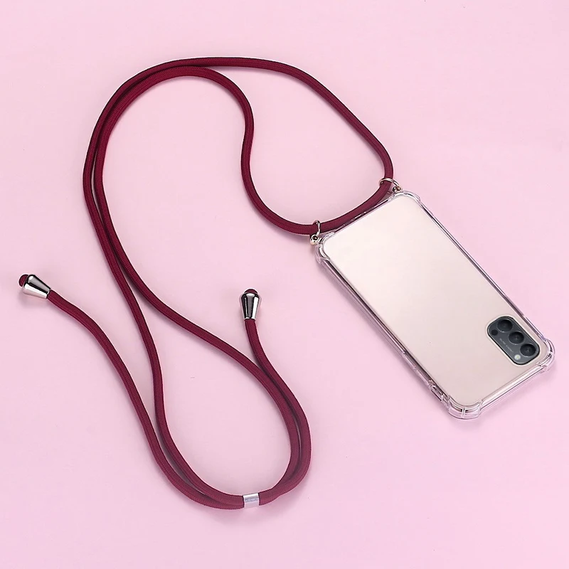 Luxury Lanyard Silicone Phone Case For Oppo Reno 6 5 4 Ace Pro A78 A77 A94 A74 A54 A57 A17 A76 Ultra-thin Necklace Rope Cover