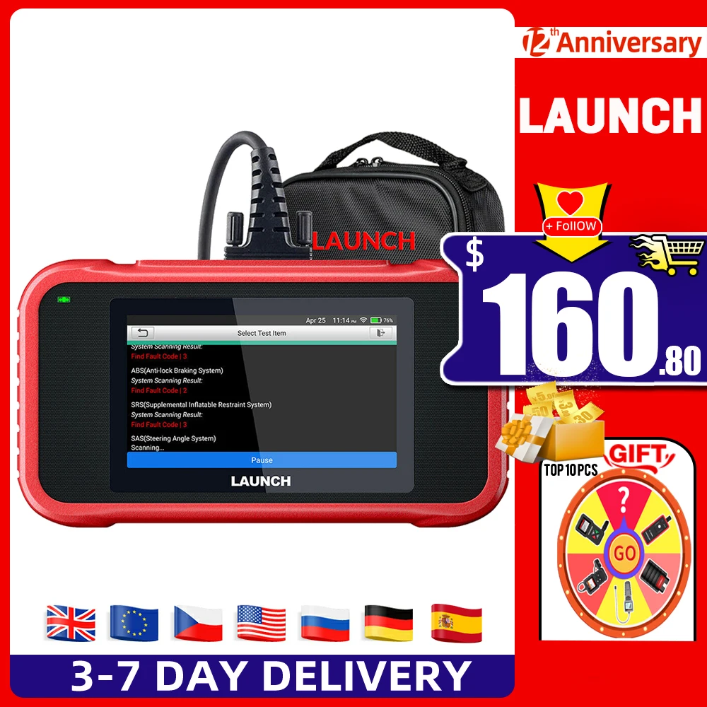 LAUNCH X431 CRP123E OBD2 автомобильный сканер OBD OBDII двигатель ABS подушка безопасности SRS
