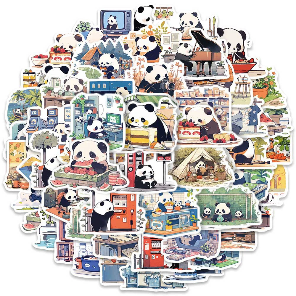

10/50Pcs мультфильм милый Panda разнообразные стикеры пакет для детей путешествия багажа Scrapbooking телефон ноутбука украшения граффити этикетки