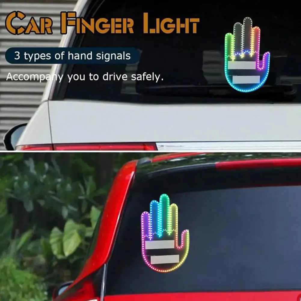 

New LED Illuminated Gesture Light Car Finger Light With Remote Road Rage Signs Middle Finger Gesture Light Hand Lamp
