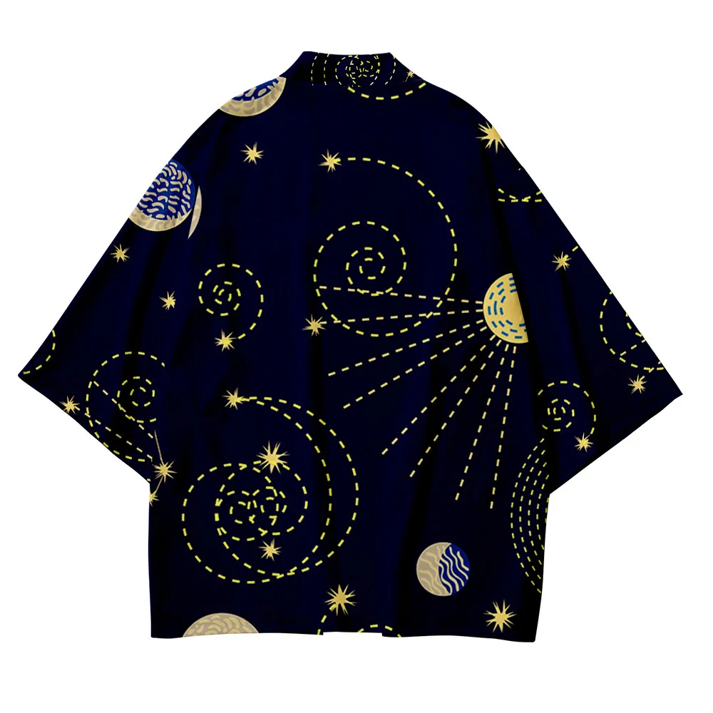 Женский и мужской свободный кардиган свободное кимоно с геометрическим рисунком