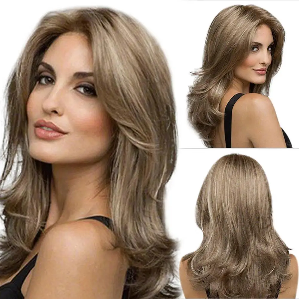 

Long Fashion Women Gradient Wig Extension Hairpiece Curly Wave Hair Rose Net Hairpiece