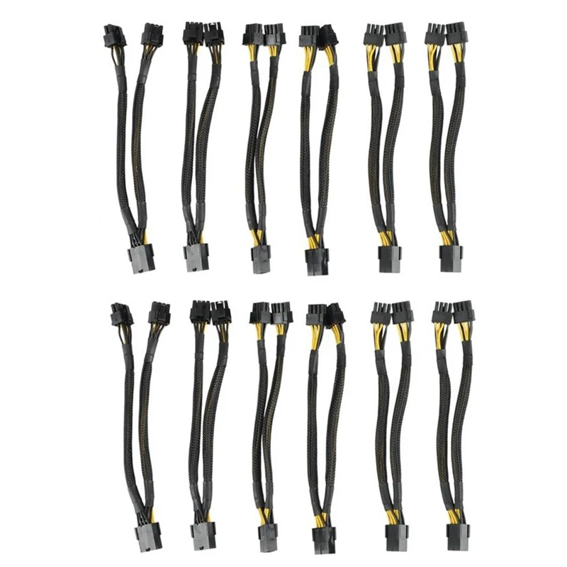 

GPU VGA PCI-E 8 Pin Female To Dual 8(6+2) Pin Male PCI Express Adapter Braided Sleeved Splitter Power Cable 8 Inch
