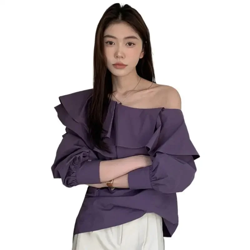 Оптовая продажа осенняя винтажная элегантная лоскутная рубашка с нерегулярными