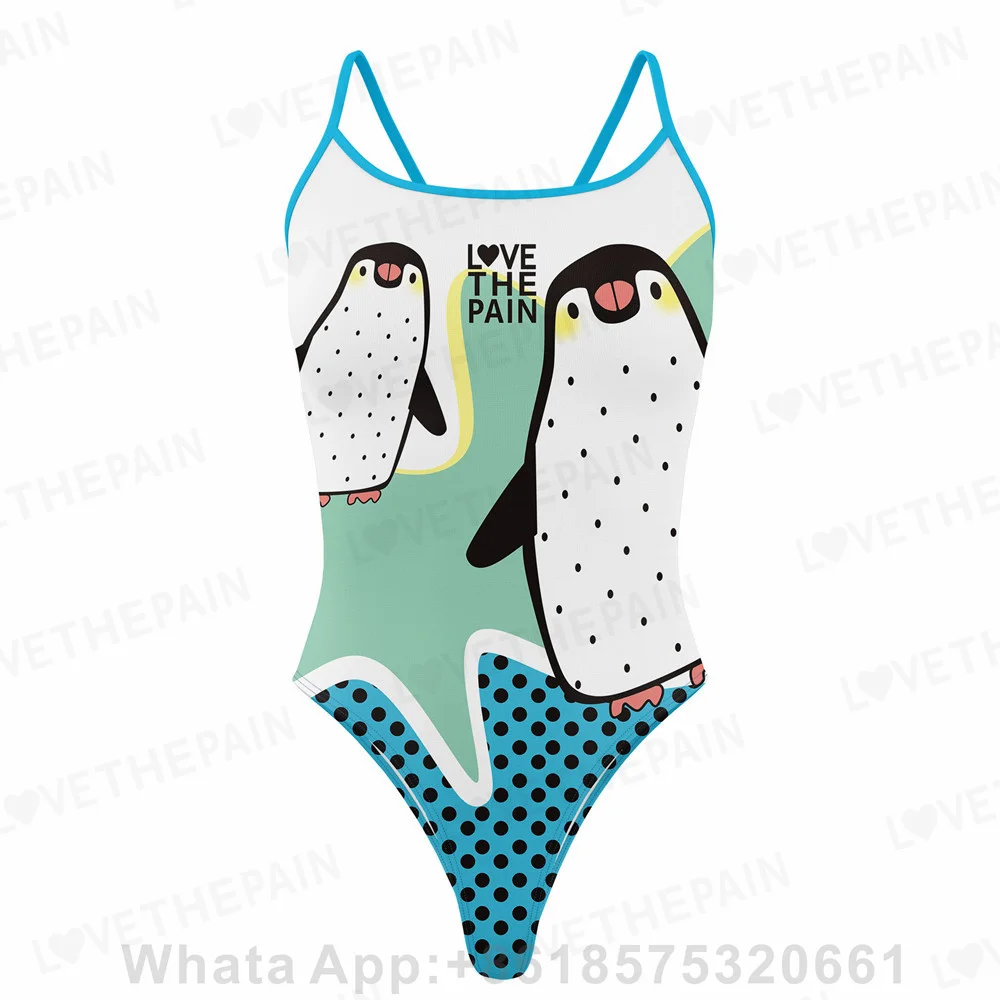 

Love The Pain Print One Piece Swimsuit Thin Straps Shoulder -length Women Swimwear Bikini Sexy Triathlon Swimsuit 2023 Monokini