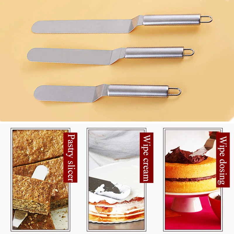 

Прямая изогнутая шпатель для выпечки, шпатель для крема из нержавеющей стали, инструменты для украшения тортов, серебряная шпатель, кухонны...