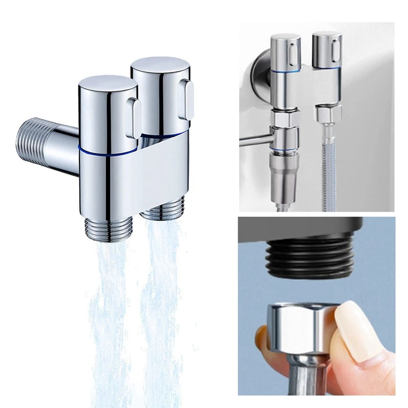 

Mini Multi-Function Faucet Brass 1 Into 2 Out Dual Control Washing Machine Chrome Tap For Washing Machine And Toilet