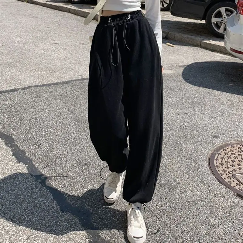 

Повседневные спортивные женские брюки Deeptown в стиле Харадзюку, винтажные мешковатые корейские модные осенние брюки-джоггеры в стиле преппи, Японская уличная одежда