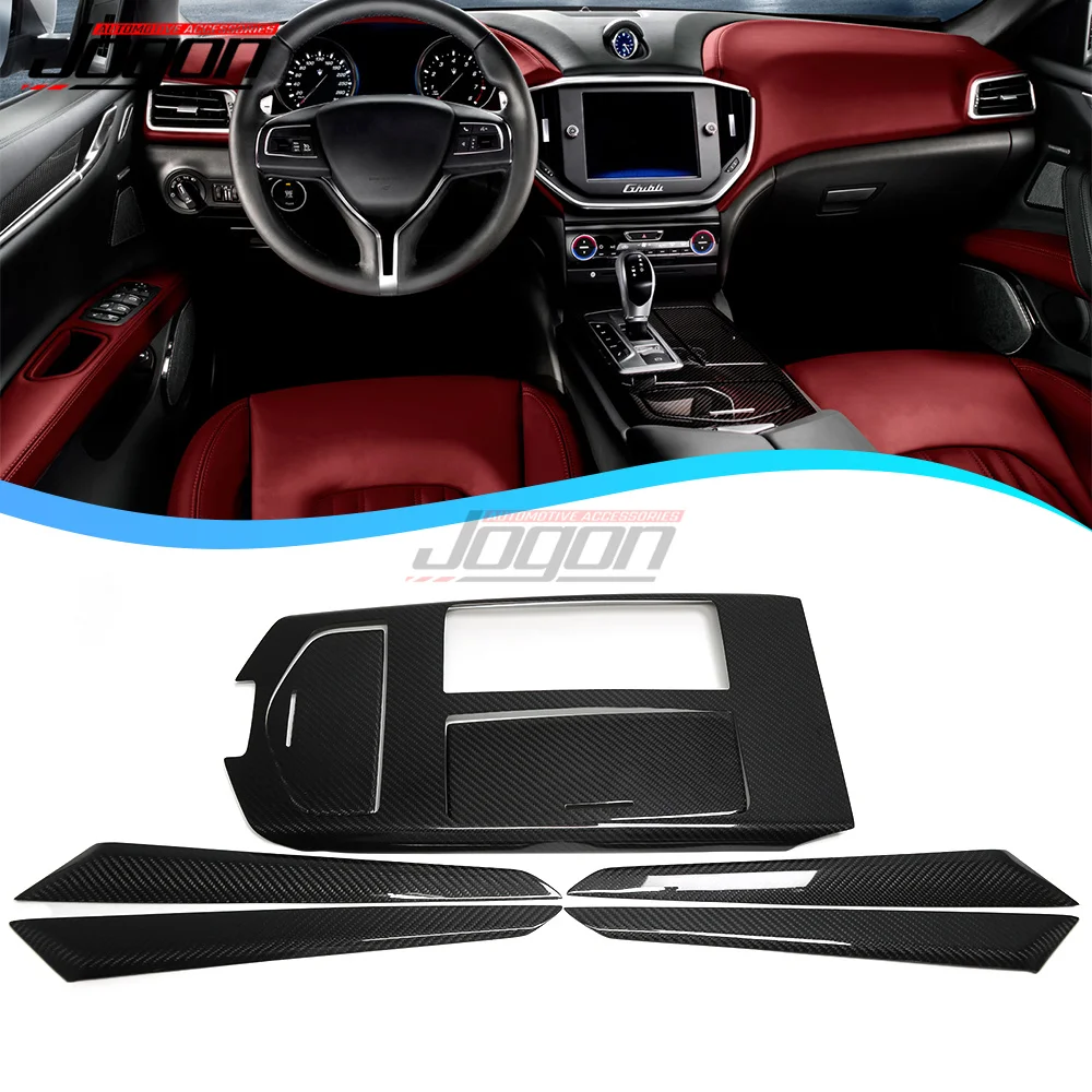 Фото Углеродное волокно для Maserati Ghibli 2014-2019 2020 2021, центральная консоль автомобиля, крышка панели переключения передач, внутренняя отделка дверей, автомобильные аксессуары №1