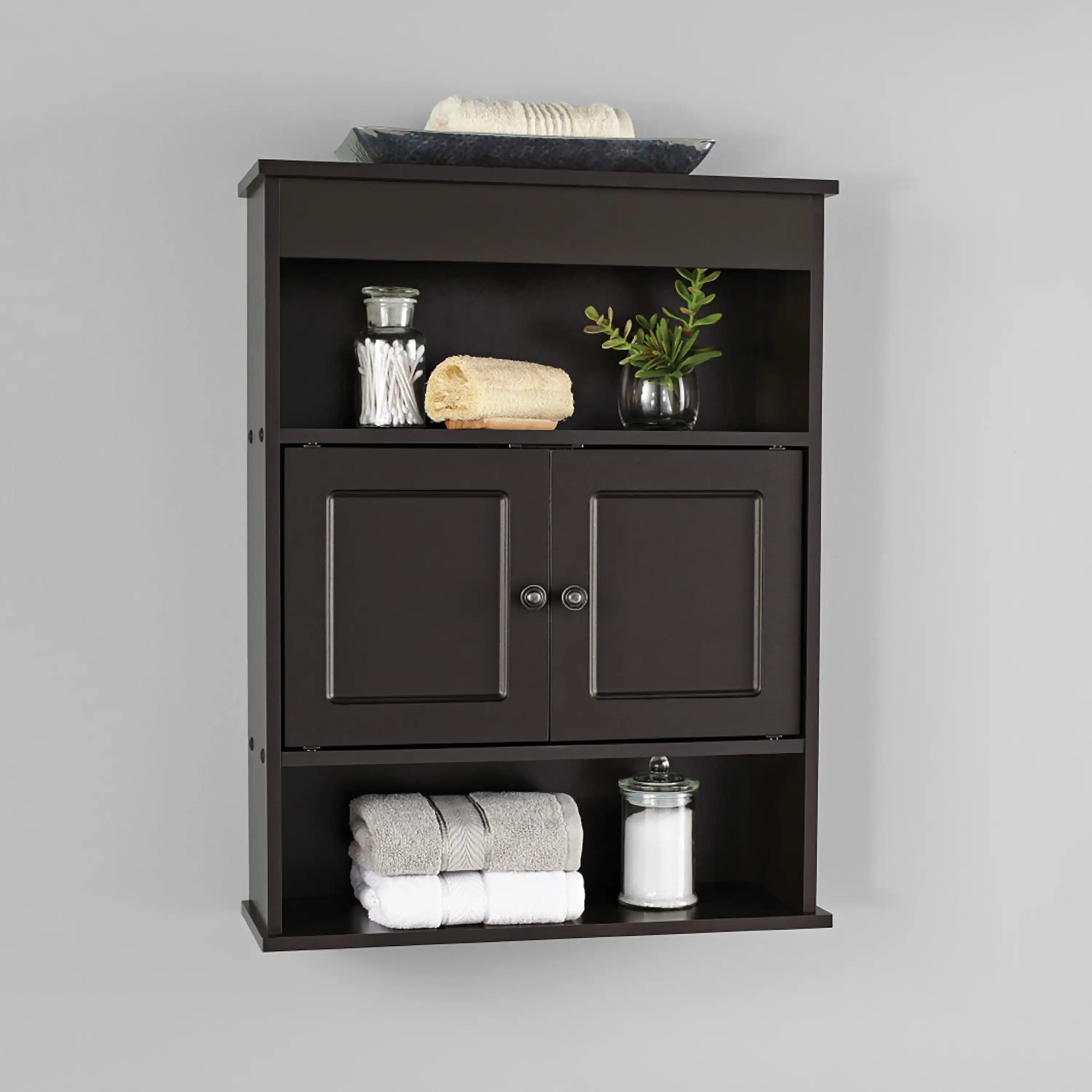 

Bathroom Wall Mounted Storage Cabinet with 2 Shelves, Espresso
