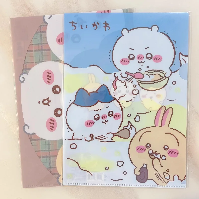 Фото Новая папка-скоросшиватель Chiikawa Hachiware Usagi Kawaii в стиле аниме, L-образная, для хранения экзаменационных работ, формат А4, удобная и портативная для студентов №1